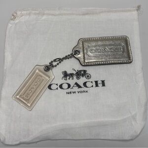 Coach XL Metallic Gold/Silver w/ Creed and Large Acrylic Hang Tag w/ Dusty